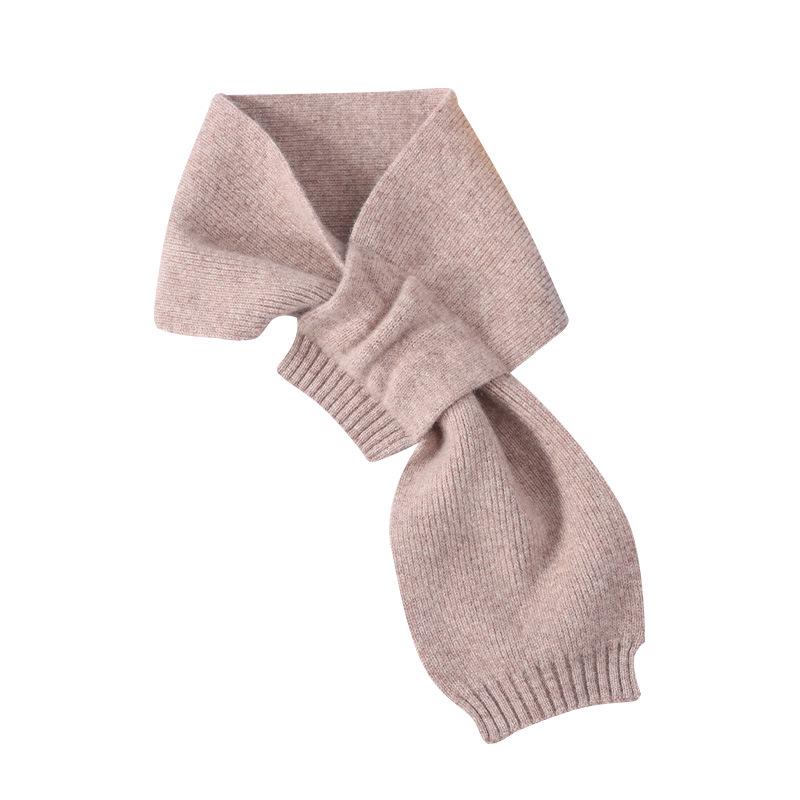Children's 100% Wool Knitted Scarf, Autumn/Winter, Cross Neck Warmer for Boys and Girls.
