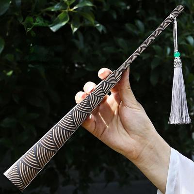 Chinese Stijl Wolkenpatroon Gesneden Goudsprenkeling Waterdichte Ruwe Zijde Antieke Kwast Mannen en Vrouwen Waaier Danswaaier