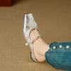 Fashion 2025 Women Slippers Square Toe Low Heel Women Shoes Roman Sliver Women Sandals Gladiator Handmade Ladies Modern Slippers