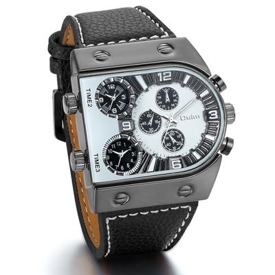 JewelryWe Armbanduhr, wasserdicht, japanisches Quarzuhrwerk, analog, Sport-Quarzuhr mit PU-Lederband, weißes Herrenarmband