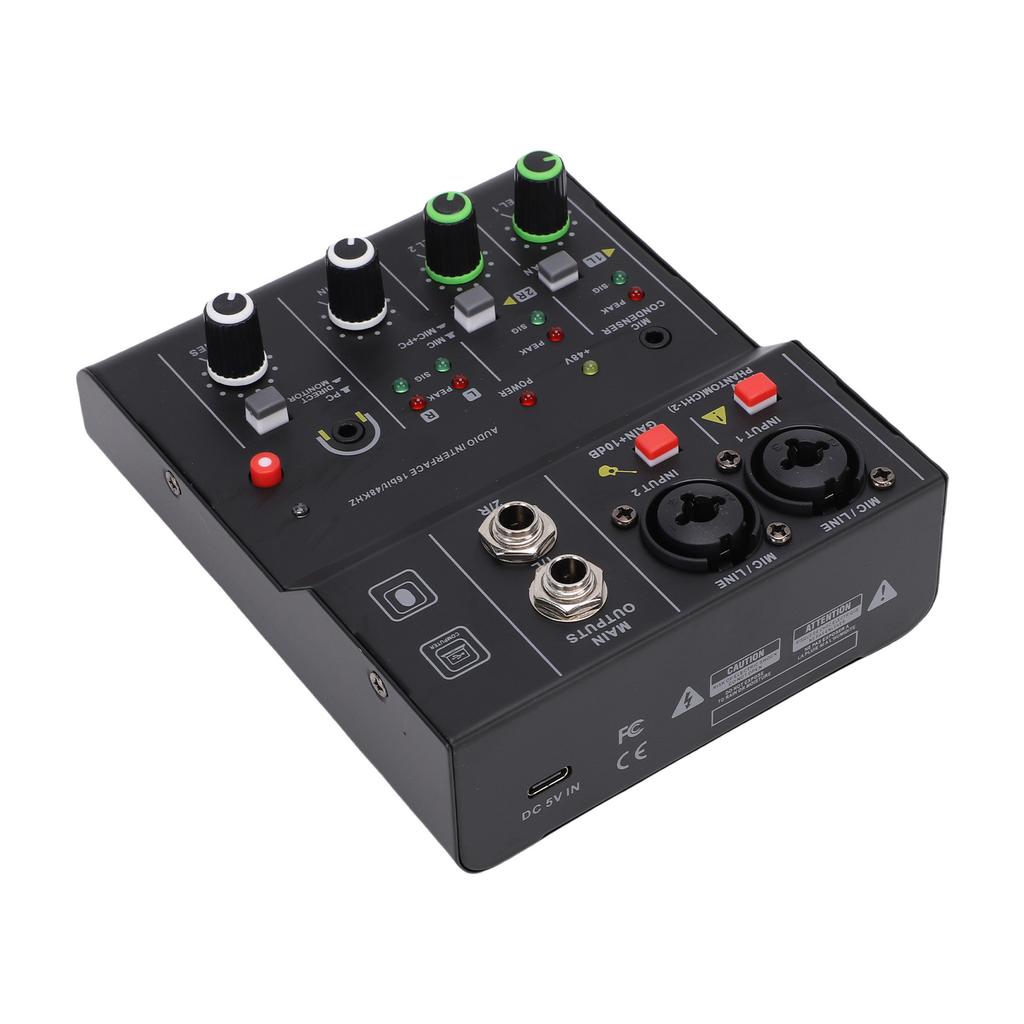 2 Channel Sound Mixer DJ Controller with Multiple Inputs   Power MP3   Output Independent Control Knobs Metal   for Recording Stage Perfor