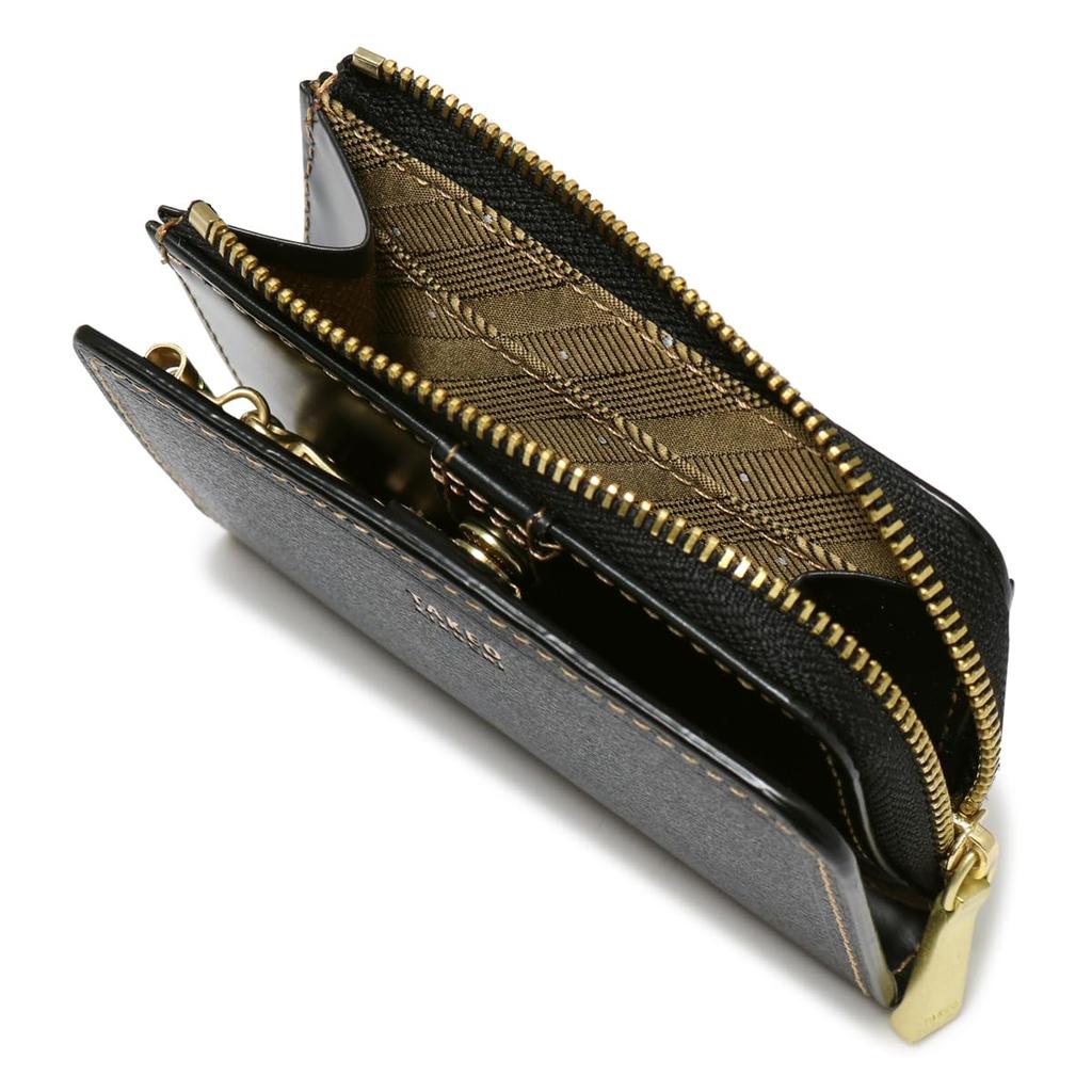 Takeo Kikuchi Men's Genuine Leather Key Case, 728613, Max, Coin Purse, Pass Case, Commuter Pass Case, Cowhide Leather [01] Black