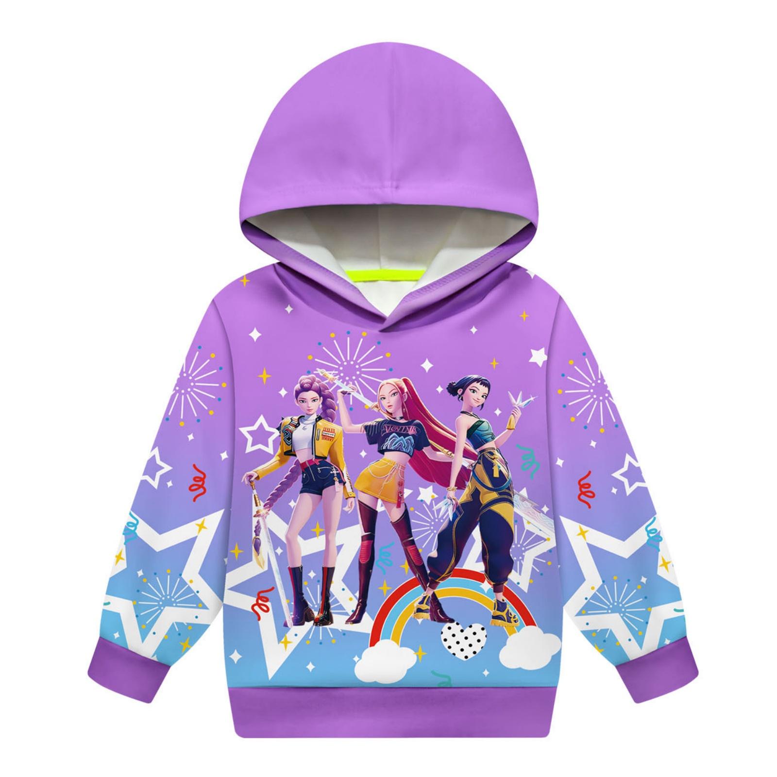 

Kids Loose Long Sleeve Sweatshirts Blouse Causal Fashion Solid Color Pullover Hooded Sweatshirts Top With Pocket 120 фіолетовий