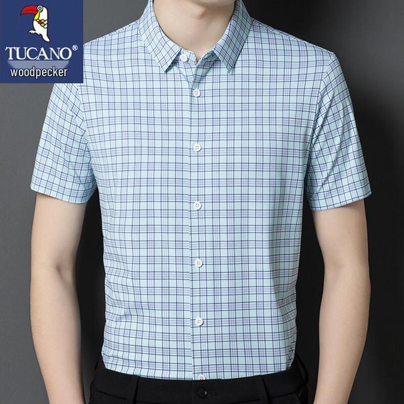 TUCANO Men s Non-Iron Plaid Short Sleeve Shirt XL