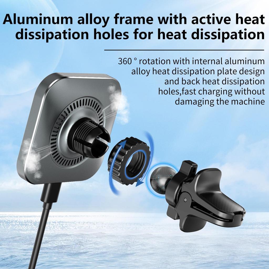 MagSafe 15W Fast Charging Car Phone Holder & Wireless Charger