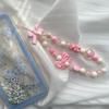 Bowknot Phone Lanyard Short Female Cute Peach Heart Colored Beaded Phone Shell Pendant Accessories Package Decoration