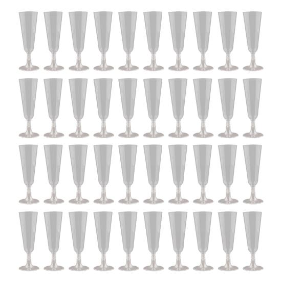 20/40Pcs Disposable Champagne Glasses 150ml Clear Plastic Flutes Stemmed Wine Glasses for Weddings Parties Lightweight Shatterproof Party Cups