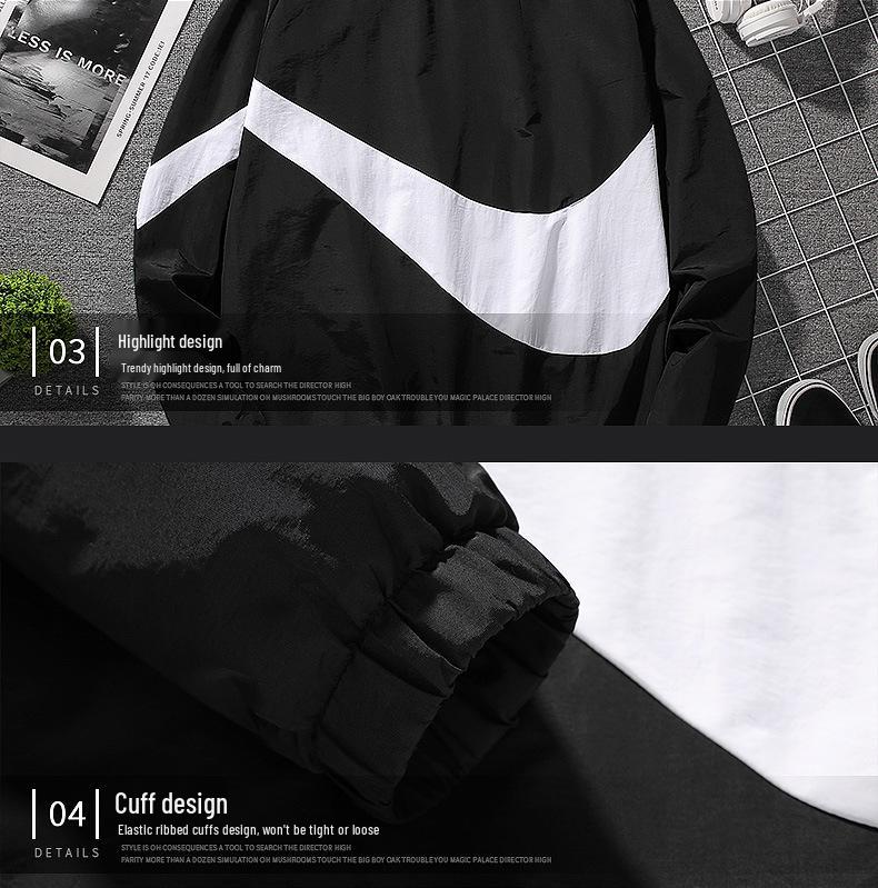 Pánská větrovka s barevnými bloky 2024 - Jarní/letní ležérní sportovní bunda pro teenagery a studenty