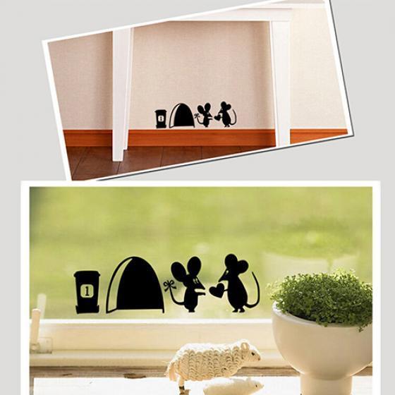 Cute Mouse Couple Love Heart Wall Art Sticker Vinyl Decal Wall Sticker Decor ARI