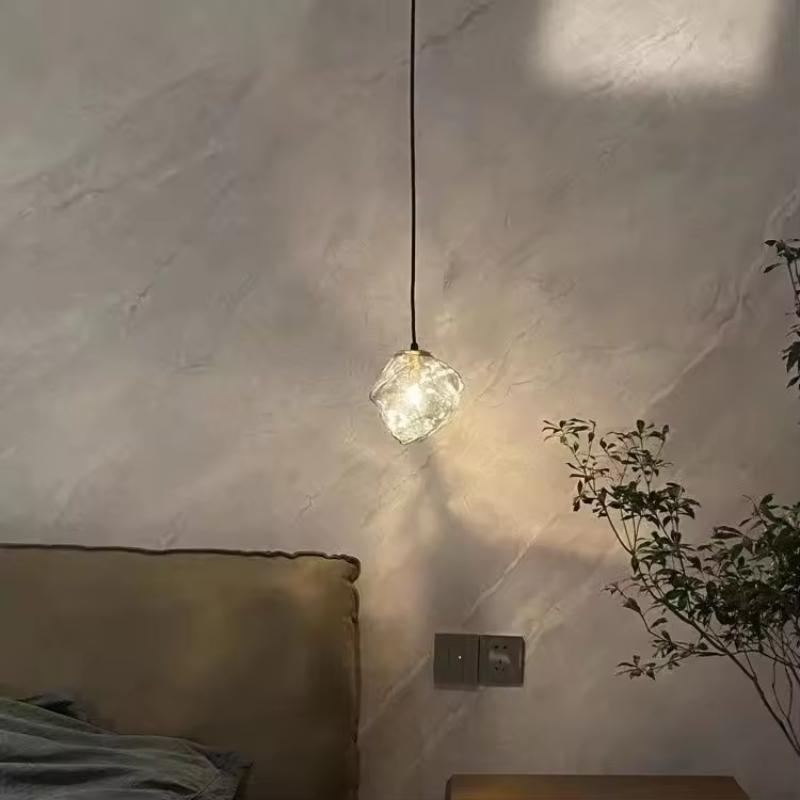 2026 Creative Bedroom Bedside Chandelier Ice Design Sense Restaurant Light Porch Lava Shape Fishing Line Chandelier Glass Hot