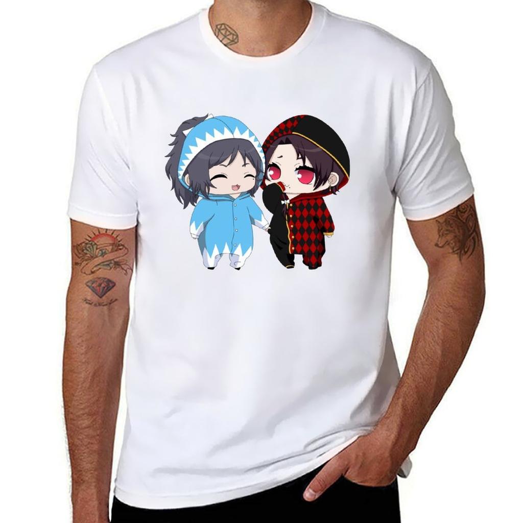 Fanart Yamatonokami Yasusada And Kashuu Kiyomitsu Chibi Tshirt Work Wear Simple Tee Shirt