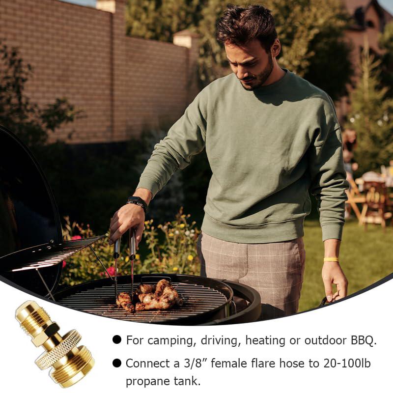 1Lb Propane Tank Cansiter Regulator Portable Camping Grill Stove Brass Adapter Connection Convert To 3/8 Male Flare 5/8"-18Unf
