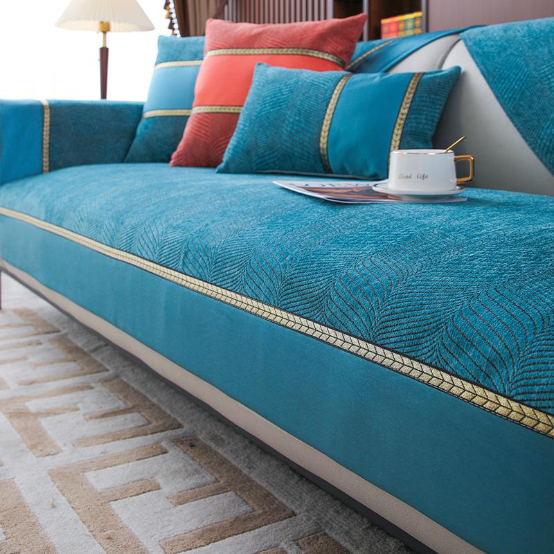 Luxury Sofa Cushion Summer Light Luxury and Simplicity Modern Fashion High-End Genuine Leather Four Seasons Universal Non-Slip Sofa Cover Towel