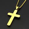Texture Cross Pendant Necklace for Men Women Stainless Steel Gold Silver Color Christian Rhinestone Chain Amulet Jewelry Gift