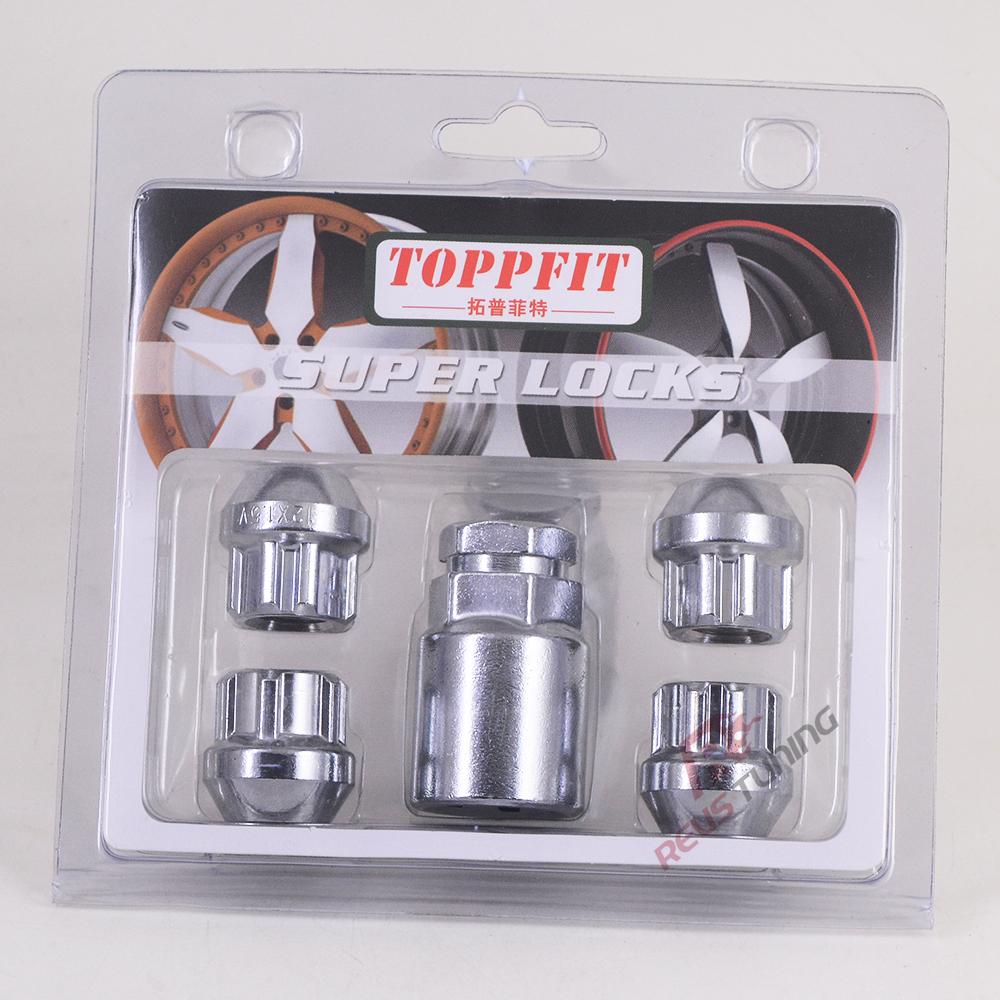 M12X1.5 M12X1.25 Steel 4pcs 22mm Car Wheel Rim Lock Nuts Locking Lug Nuts With Key