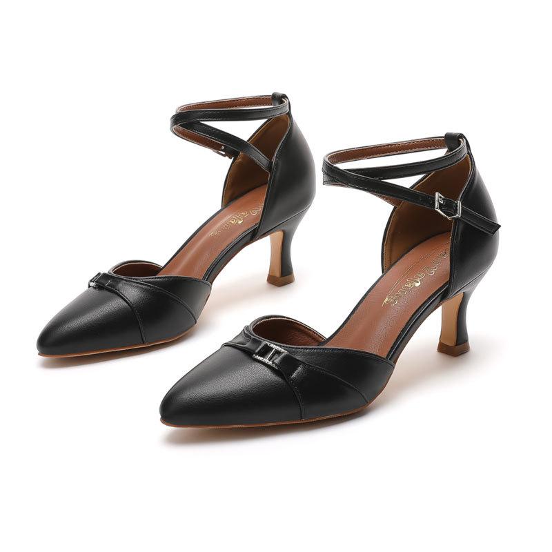 

Черные туфли на высоком каблуке с вырезами, маленьким острым носком, темпераментные, профессиональные, модные, одинарные туфли, браслет на щиколотке, не утомляют ноги, удобная женская обувь 43 чёрный