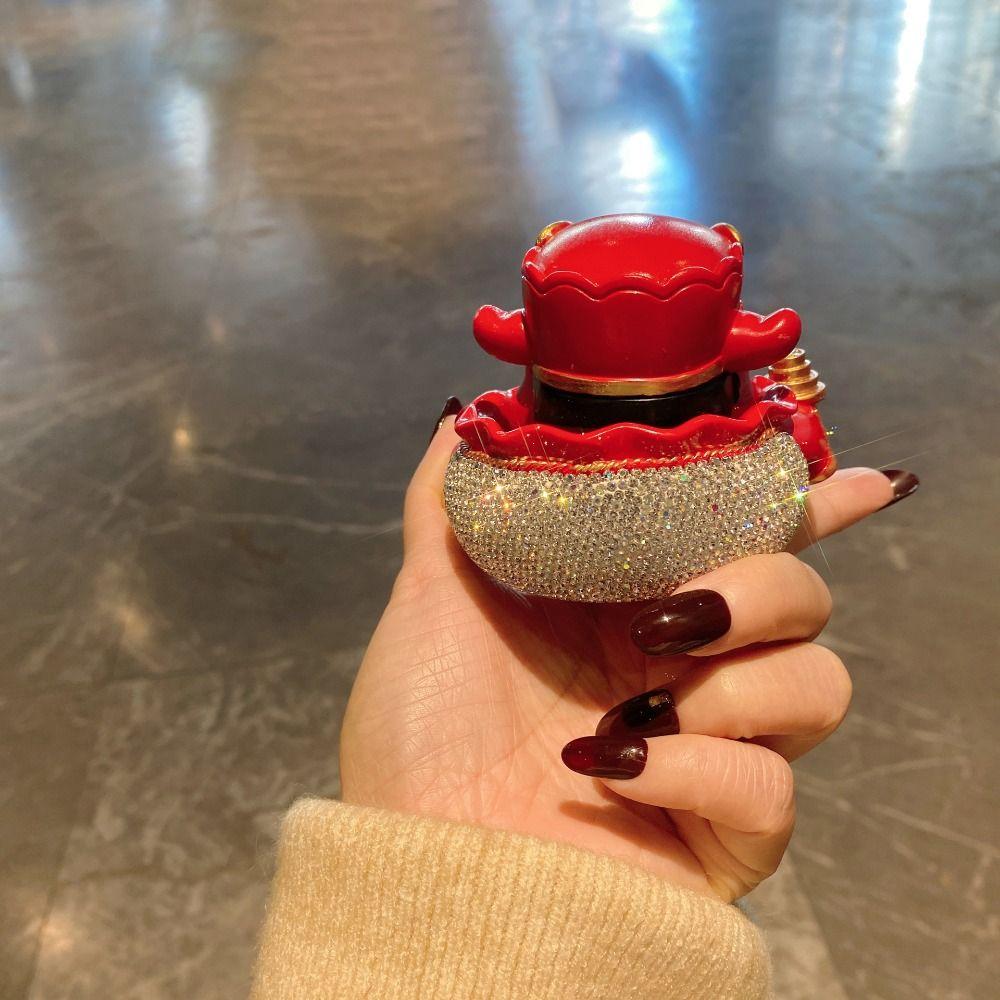 Resin Rhinestone God of Wealth Ornaments Red Gold Mascot Ornament Feng Shui Statue  Car Decoration
