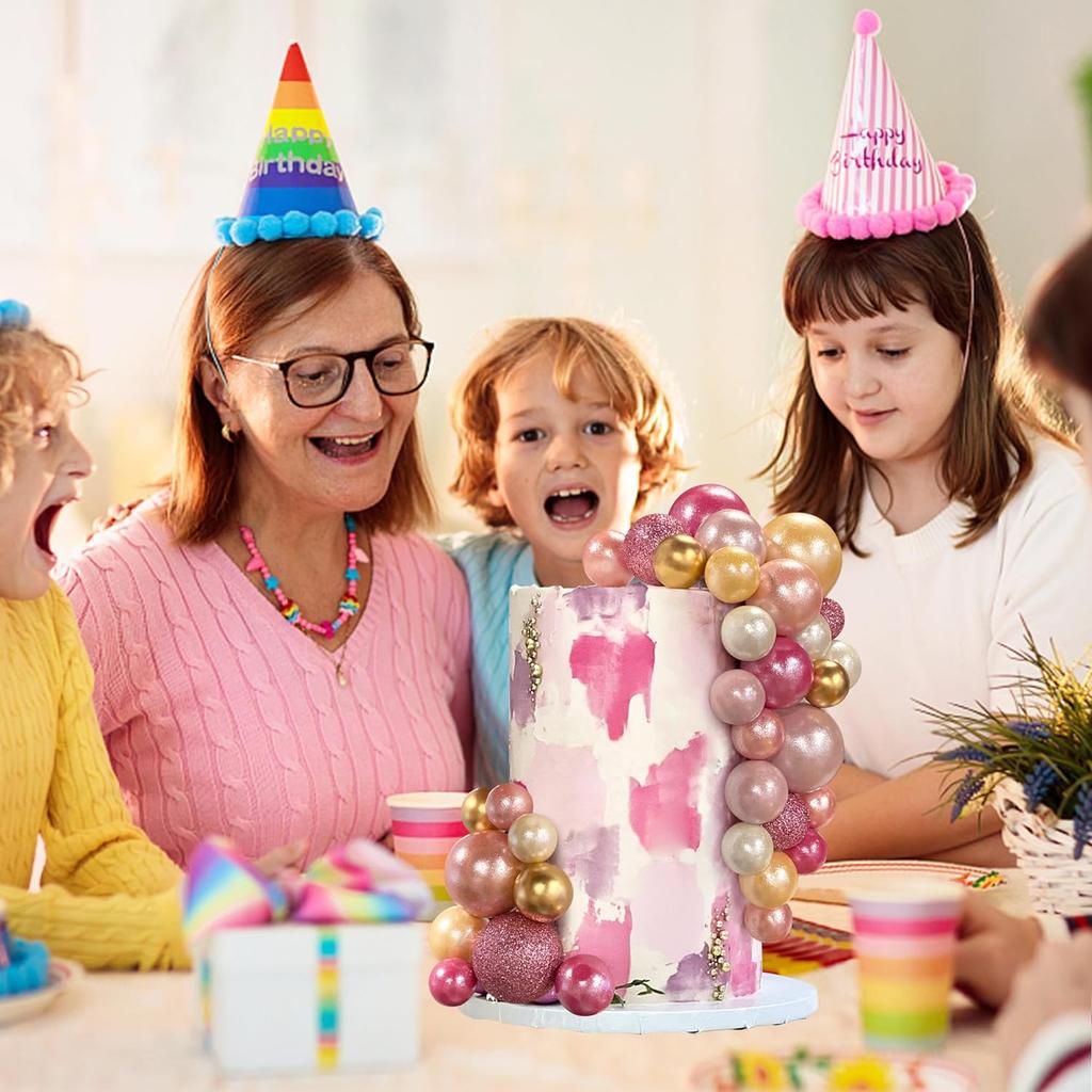 56 PCS Ball Cake Picks Colorful Ball Shaped Cake Topper Pearl Balls Cupcake Cake Insert Topper for Birthday Party Wedding Decora