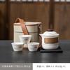 Yangzhiyu ceramic travel tea set: one pot, three cups, Kuaike cup, outdoor travel exquisite small set, single-person drinking tea set