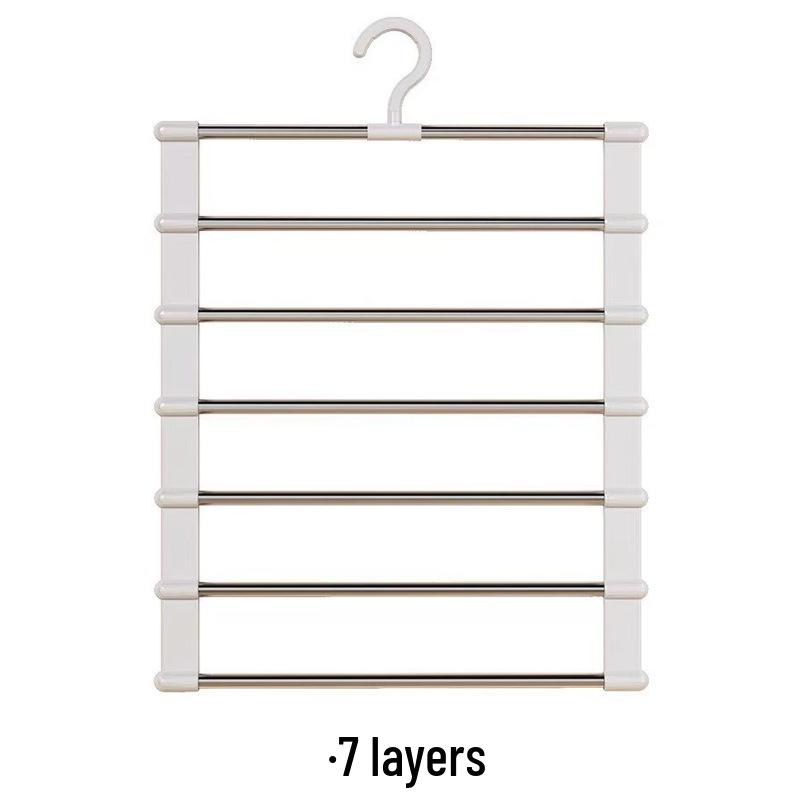 Multi-Layer Anti-Slip Folding Pants Rack - Stainless Steel, Multi-Functional Storage Solution