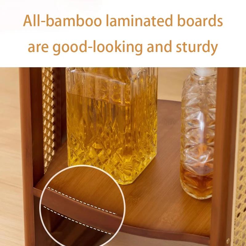 Rattan Coffee Table Circular Modern Tea Tables Living Room Storage Shelf Bedside Table Japanese Design Tables Sofas Furniture