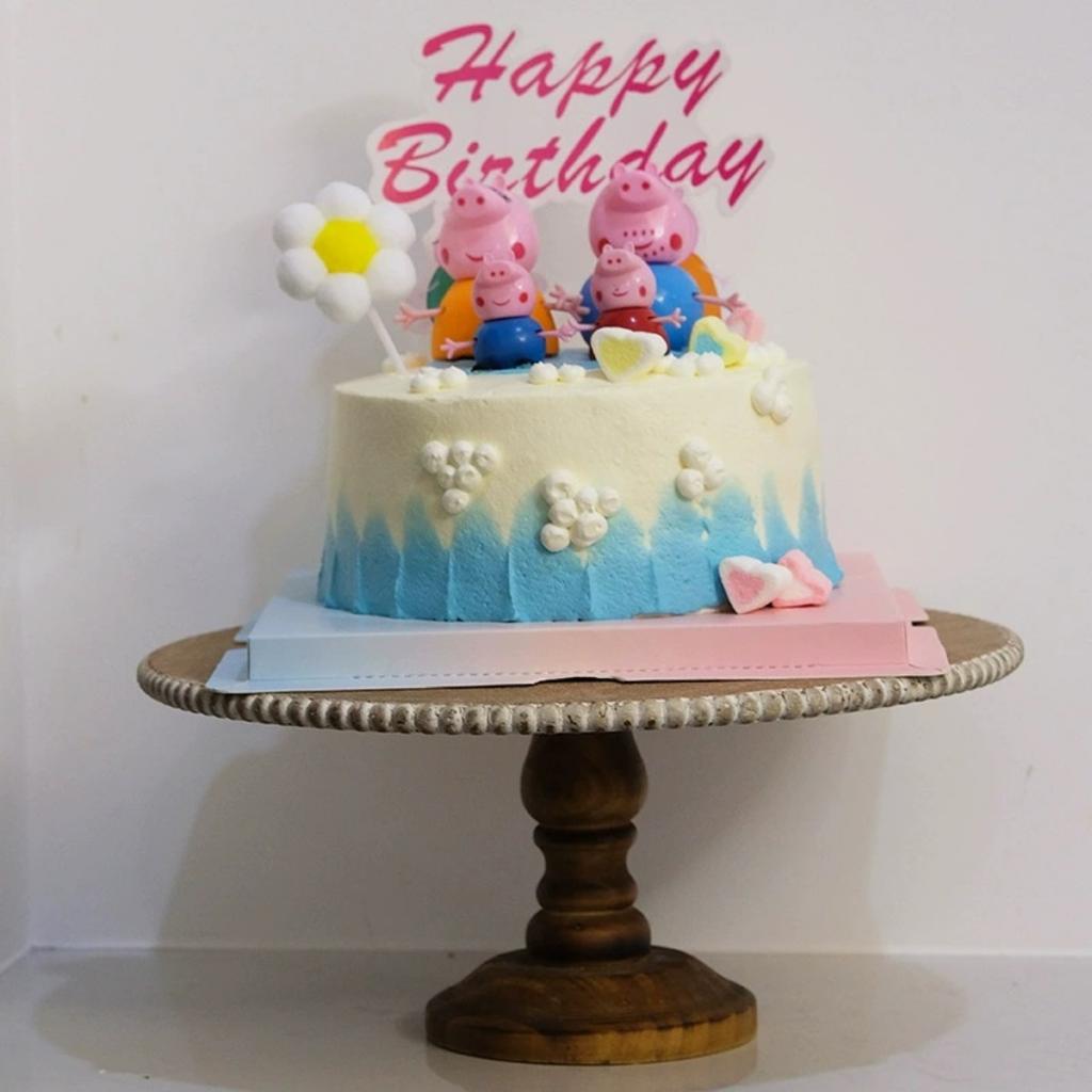 Round Cake & Cupcake Stand Footed Wood Cake Stand - Handcrafted Cake Display Decor - for Kitchen or Dining Table Centerpiece - Decorative Cake Platter