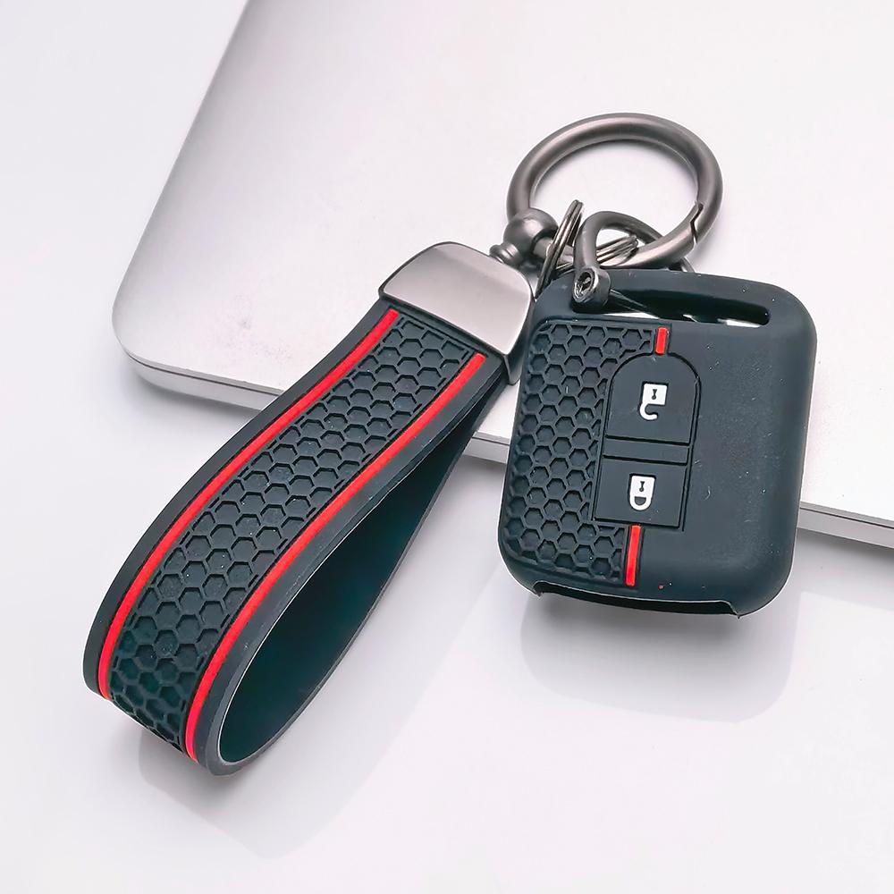 Key Fob Cover for Nissan Qashqai Micra Tiida Sunny Livina Sylphy with Keychain Anti-Scratch Surface Shockproof Structure Soft Grip Texture