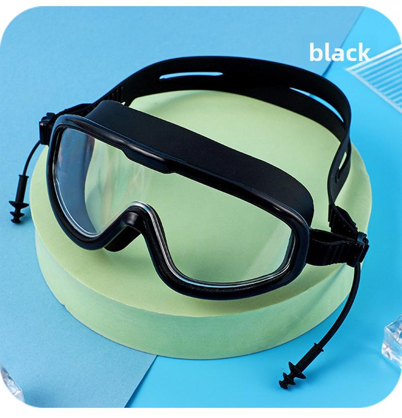 High-Definition Waterproof & Fog-Proof Adult Swim Goggles with Transparent Large Frame