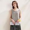 Zhaojun Women's Mulberry Silk Blend Textured Round Neck Vest