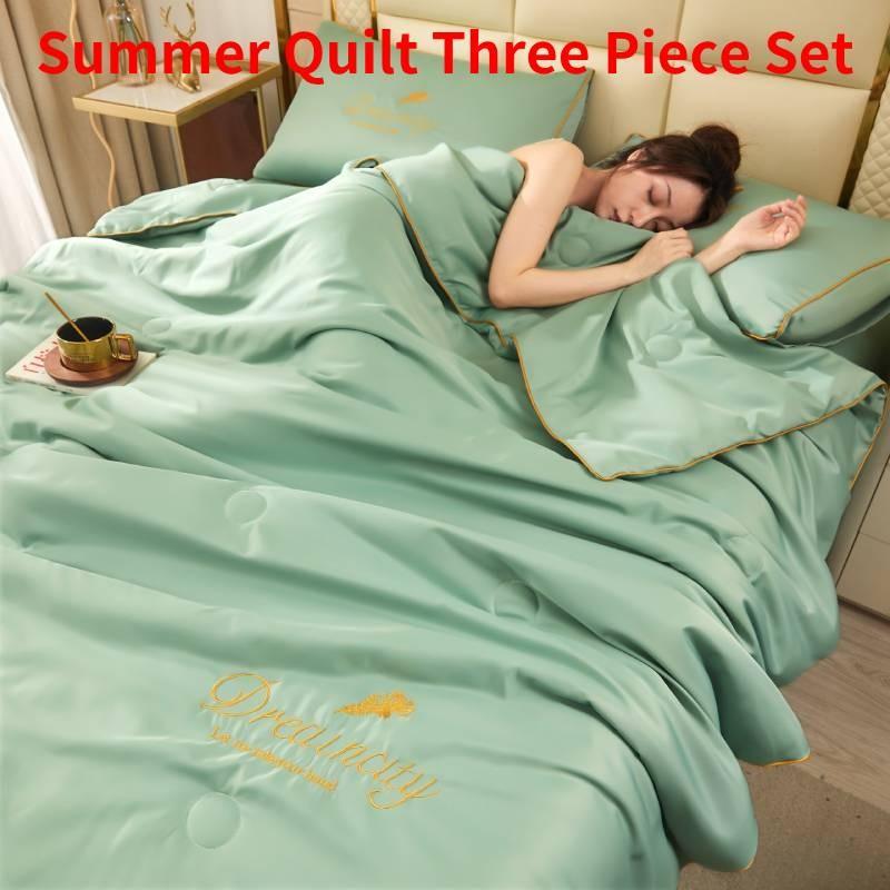 

Летнее охлаждающее водяное шелковое одеяло со льдом и легкий роскошный комплект постельного белья из четырех предметов для домашнего использования 150x200cm зелёный