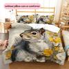 Cute Squirrel Pattern Bedding Home Decoration Birthday Gift (1 * Duvet Cover + 2 * Pillowcase, Without Core)