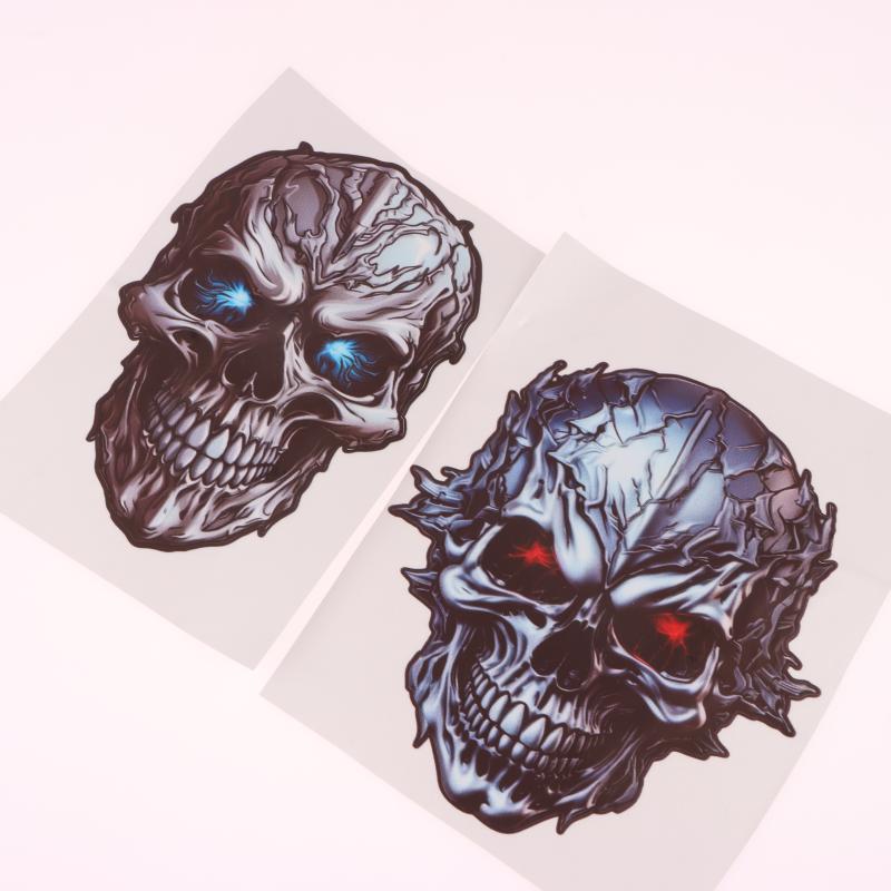 1 Piece Motorbike Fuel Tank Fairing Waterproof Sunscreen Skeleton Motocross Decoration Mechanical Skull Motorcycle Stickers