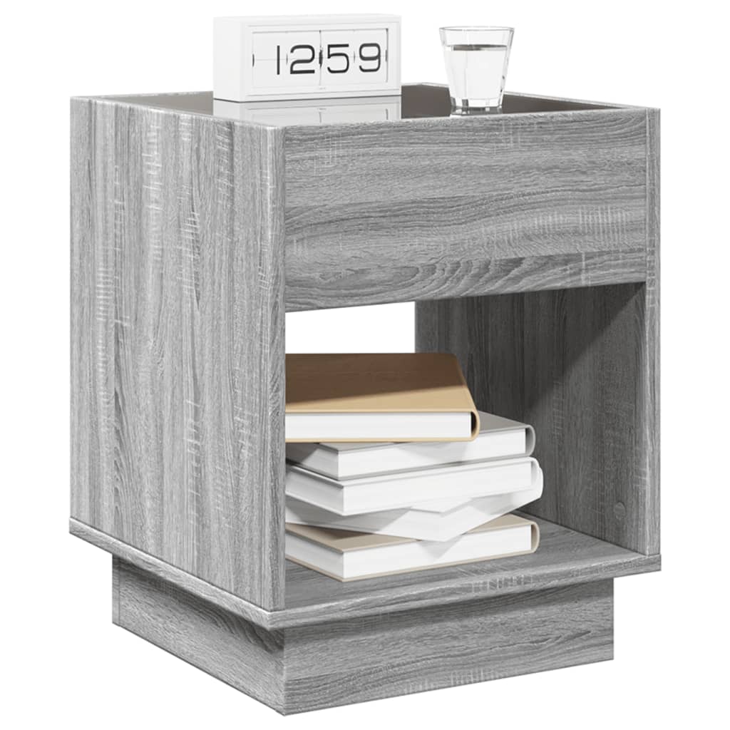 Nightstand with Infinity LED Gray Sonoma 40x40x50 cm