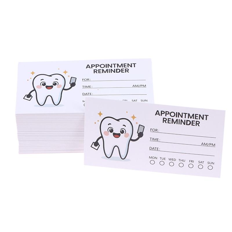 

100pcs Cute Tooth Design Dental Appointment Reminder Cards Professional Patient Notification Cards With Checkboxes Time & Date