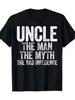 Vintage Distressed Uncle The Man The Myth The Bad Influence Letter Print Men Cotton T-shirt