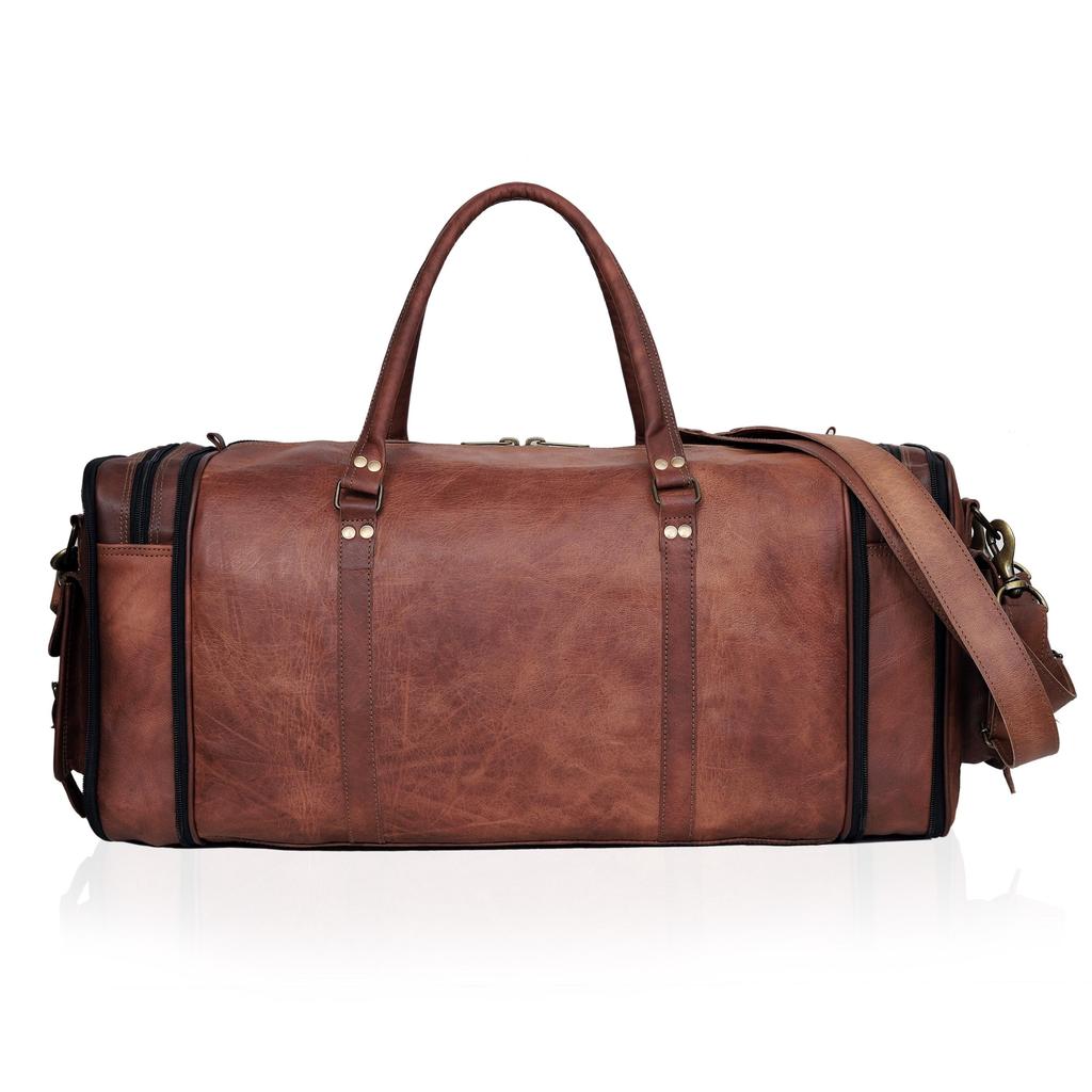 Personalized Handcrafted Leather Weekender Bag for Men Travel Overnight Monogram Duffel Groomsmen Gift
