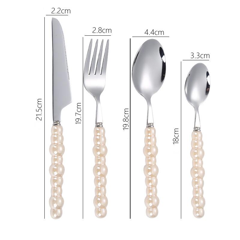4Pcs Fashion Pearl Handle Cutlery Set Creativity Stainless Steel Knife Fork Western Steak Tableware  Table Decor Gifts