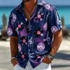 Music Note Print Short-Sleeve Shirt, Stylish Metallic Casual Men's Shirt
