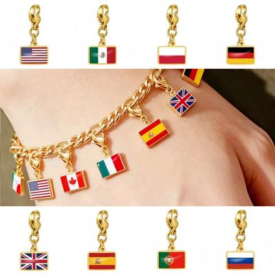 Country Flag Charms 10 Mm Pendant Necklace Bracelet Keychain Bagchain Stainless Steel Jewelry A Commemorative Gift For A Friend