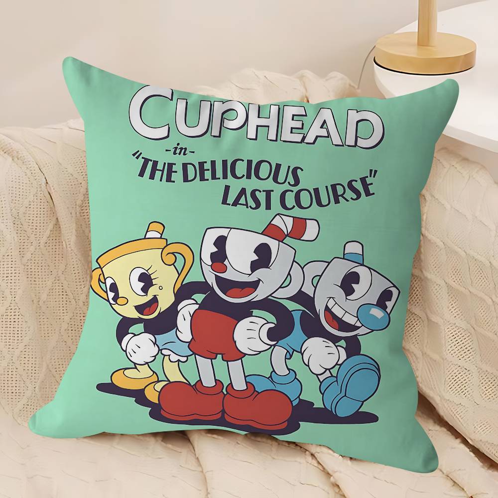 CUTE Cartoon C-Cuphead Pillow Case Removable Washable Cushion Cover – All-Season Soft Linen