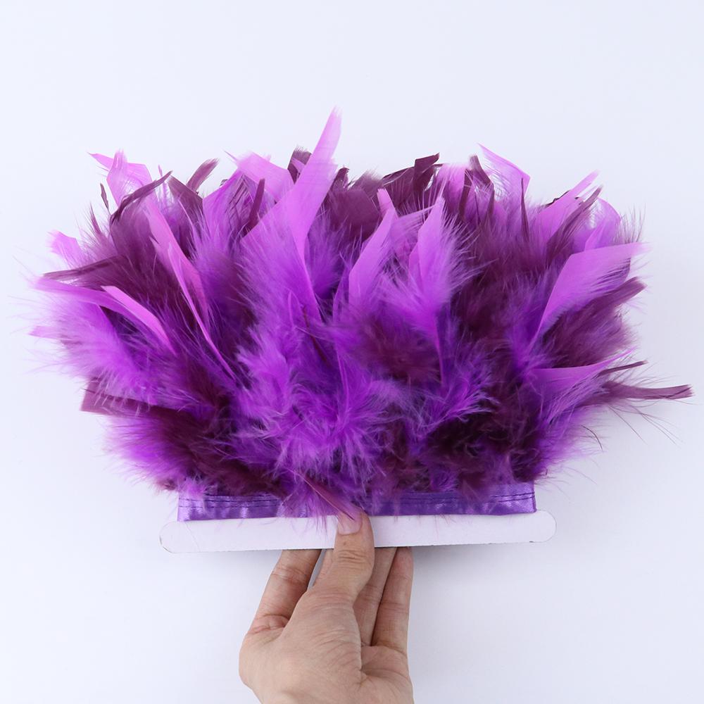1Meter Mixed Color Turkey Feather Trim Fringe 10-15cm Dyed Feathers Ribbon for Costume Party Dress Decoration Accessory Crafts