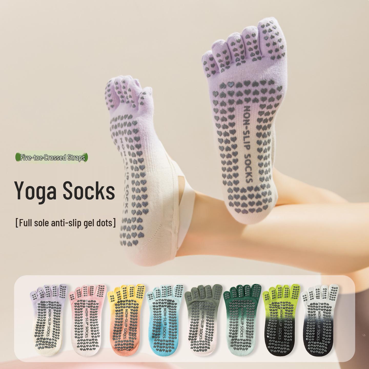 

Heart-Shaped Tie-Dye Criss-Cross Yoga & Pilates Five-Finger Socks - Special Cotton for Spring/Summer Fitness. Mango Sago