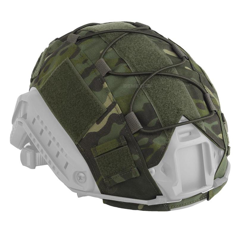 Airsoft Helmüberzug Tarnung Taktisch FAST Helm Stoff Jagd Schießen Helm Zubehör mit Elastischer Kordel Geschwindigkeits Sensoren 6