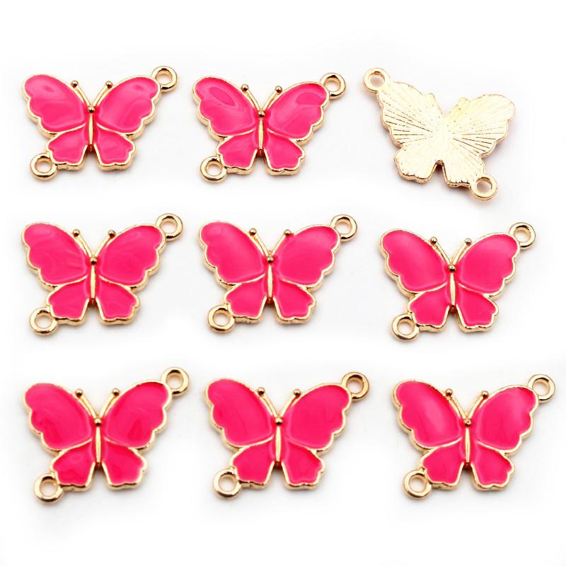 10pcs 15x20mm Double Loops Butterfly Charms Pendant Enamel Alloy Metal Charms DIY Jewelry Accessories for Necklace Bracelet