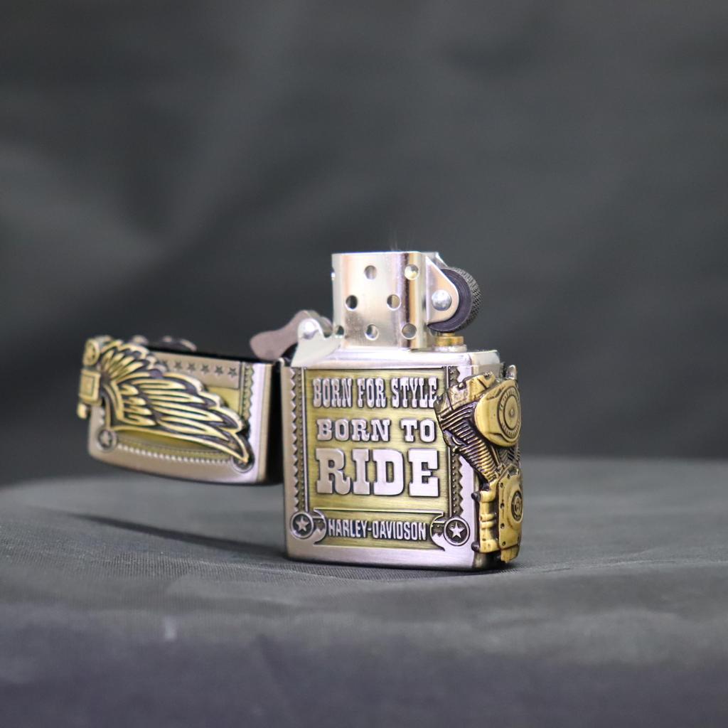 ZIPPO Lighter Japan Limited 3 Sides Continuous Processing Antique Finish Nickel X Brass Harley-Davidson HDP-27