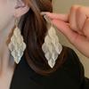Metallic Texture Leaf Sequins Fringed Ear Hook Earrings Personality Temperament Earrings