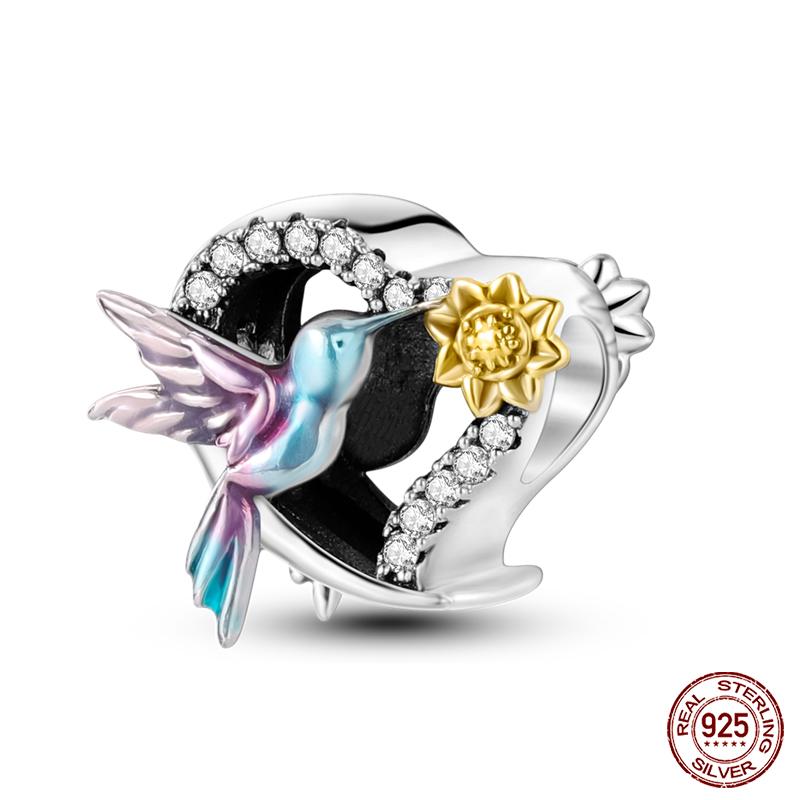 Copper Fashion Golden Sunflowers Heart Charms Beads Fit Qikaola Original Bracelets Luxury Party Diy Jewelry