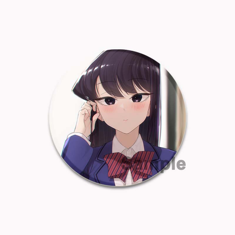 32/44/58mm Komi Cant Communicate Round Pin Cute Girl Cartoon Snap-in Brooches for Backpack Cothes Accessories Anime Collection Badge