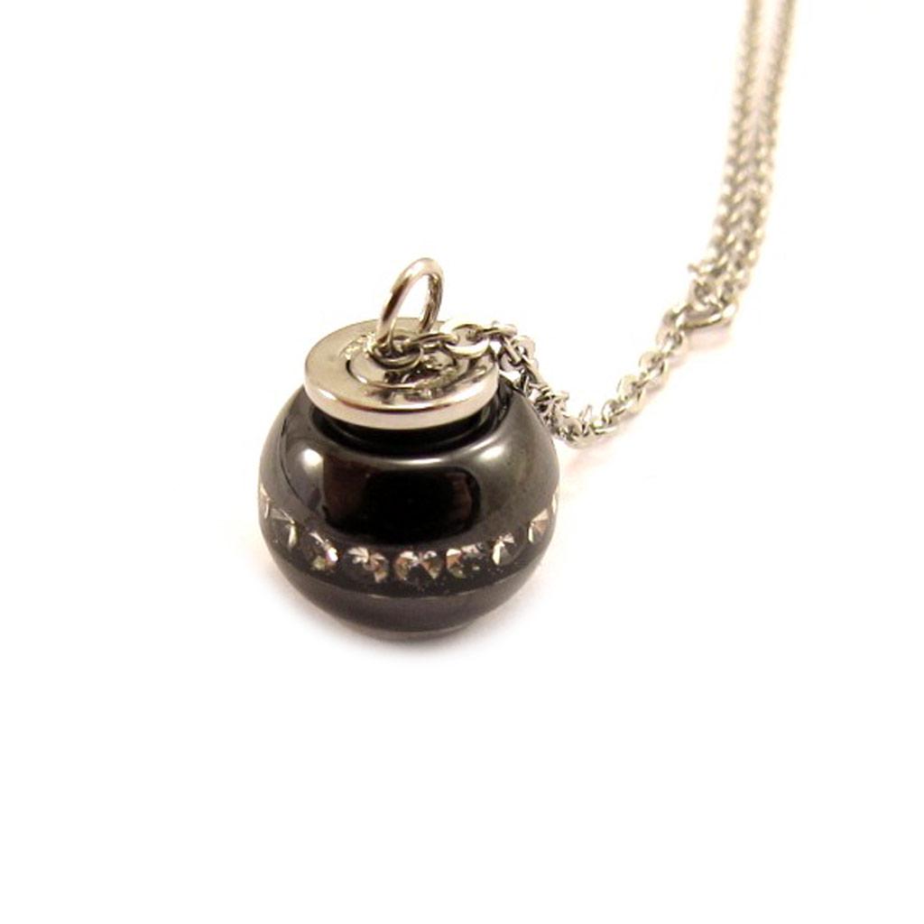 Altesse [L4564] - Collier acier 'Sissi' noir argenté