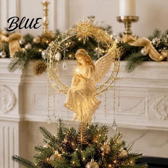 Holiday Table Centerpiece with Topper Acrylic Winged Tree Topper Christmas Angel Treetop Ornament Spring Base